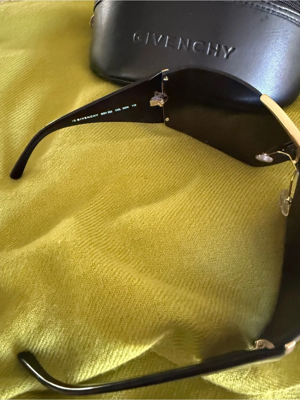 Givenchy Shield Sunglasses with Gold Accent and Black Case
